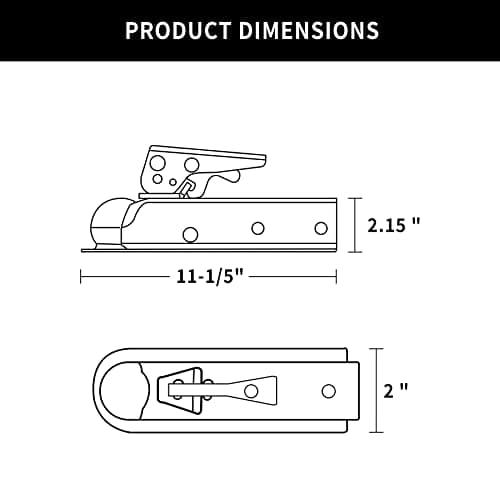 METOWARE Straight Trailer Coupler for 2" Channel, 2" Ball Trailer Tongue Coupler 3,500LBS