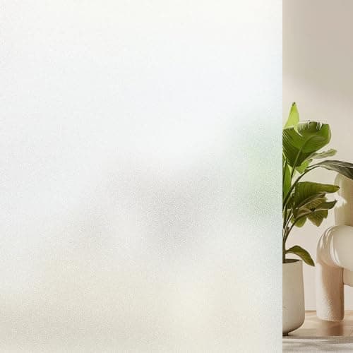 Coavas Window Films for Privacy Window Film Frosted Static Cling Non Adhesive Vinyl Sticker Sun Heat Blocking Window Coverings for Bathroom Home Office Door 17.5x78.7 Inch,44.5x200cm, Pure Frosted