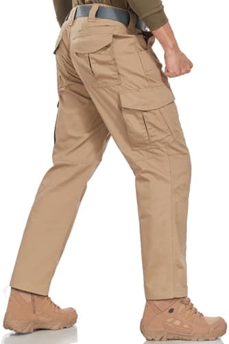 SPOSULEI Cargo Work Pants for Men Ripstop Tactical Pants Lightweight Water Resistant EDC Hiking Carpenter Hunting Pants with Multi Pockets Khaki 34Wx30L — view 5