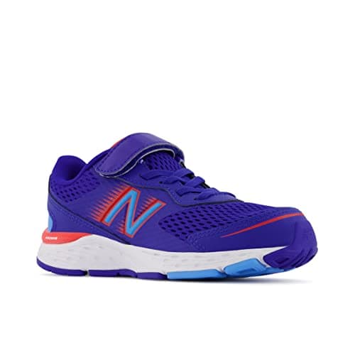 New Balance Kid's 680 V6 Hook and Loop Running Shoe, Infinity Blue/Neo Flame/Vibrant Sky, 5.5 Wide Toddler — view 4