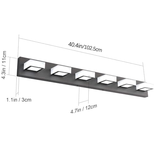 Ralbay LED Modern Black Bathroom Vanity Light 6 Light Acrylic Matte Black Modern Bathroom Vanity Lighting Fixtures Black Vanity Light for Bathroom — view 4
