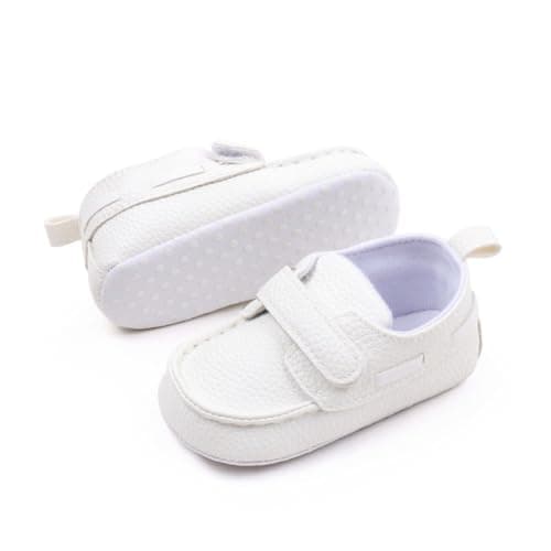 XYLUIGI Baby Loafers Prewalker Moccasin Newborn Soft Sole Non-Slip Slip on Shoes for Infant Todder Boys, White, 6-12 Months — view 2