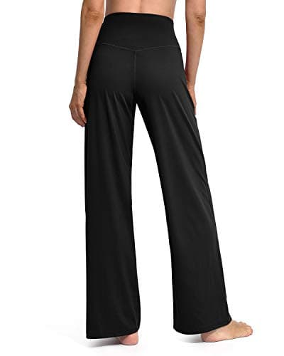 Promover Wide Leg Pants Woman Yoga Pants with Pockets Loose Stretch Casual Lounge Sweatpants Women Fashion Clothing(Black,M,Regular) — view 4