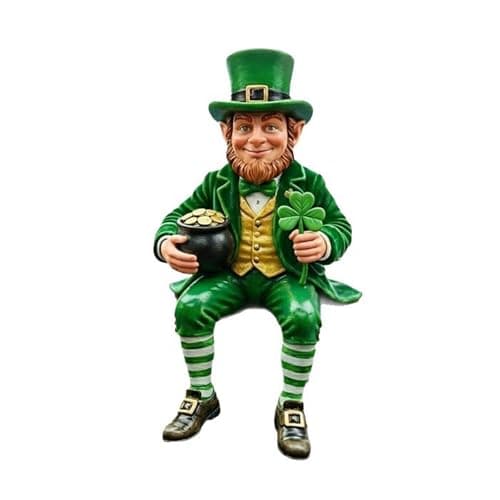 Festives Irish Leprechaun Figurine Resin Craft Shelf Sitters Patricks Day Ornament for Table Display and Gifting Patricks Day Leprechaun Statue