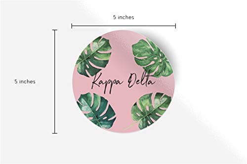 Kappa Delta Sticker Greek Sorority Decal for Car, Laptop, Windows, Officially Licensed Product, Monogram Design 5" x 5" - Pink Palm — view 2