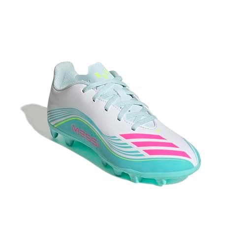 adidas Unisex-Kids F50 Messi Club Firm Ground/Multi Ground J, White/Lucid Pink/Flash Aqua, 13 — view 4