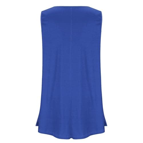 Womens Plus Size Tunic Tops Loose Fit Summer Casual Shirts Sleeveless Crewneck Flowy Blouses Wide Strap Camisole Blue — view 4