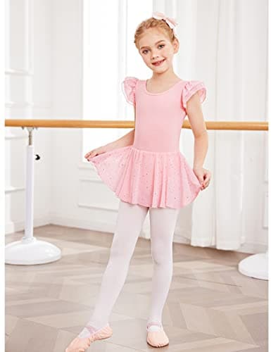 Arshiner Girls Ruffle Sleeve Skirted Leotard Ballet Dance Dresses — view 4