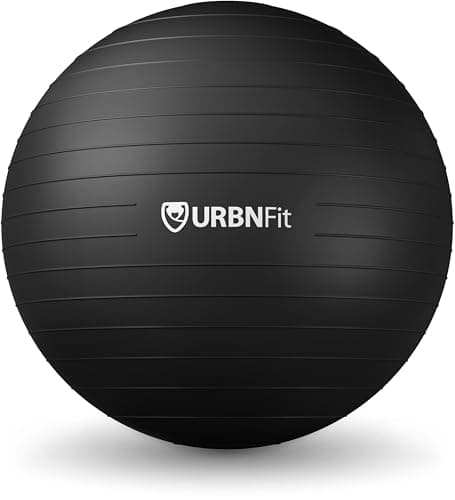 URBNFit Exercise Ball - Yoga Ball for Workout, Pilates, Pregnancy, Stability - Swiss Balance Ball w/Pump - Fitness Ball Chair for Office, Home Gym, Labor- Black, 26 in
