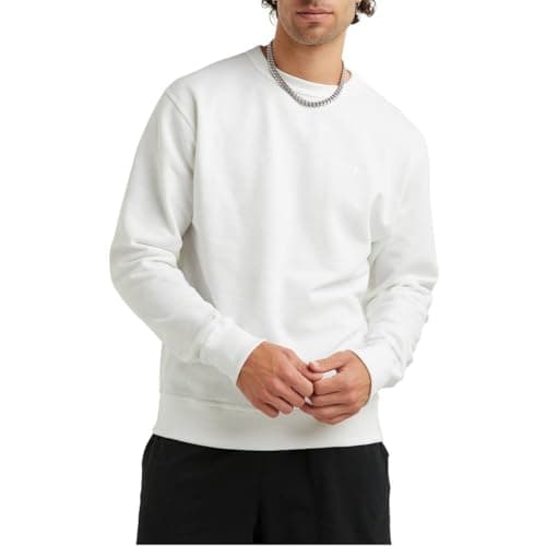 Champion Men's Powerblend Pullover Sweatshirt, White, Large — view 4