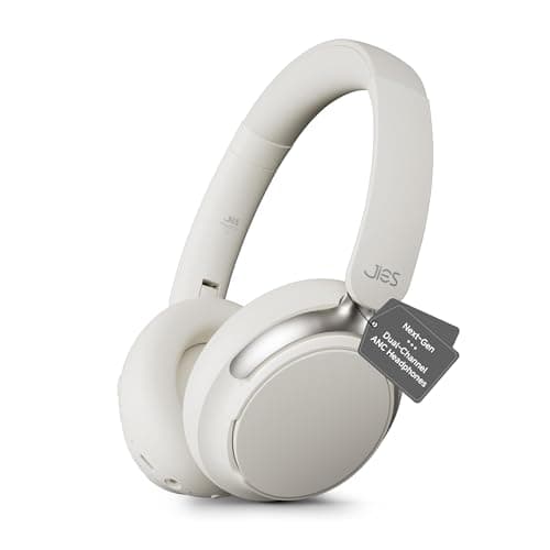 FunHub Over-Ear Hybrid Active Noise Cancelling Headphones, Bluetooth 5.4, 160H ANC Playtime, Transparency Mode, Deep Bass, Multipoint, IPX4, HD Call Mic, Foldable Portable, Travel Gym Work - White