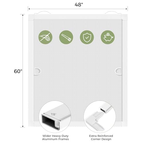 FLYZZZ 2-Pack Window Screen Frame Kit, Heavy-Duty DIY Window Screen Replacement Kit up to 48" x 60" with Upgraded Aluminum Frame (125g/m), Full Tool Set & Easy-Install Clips — view 2