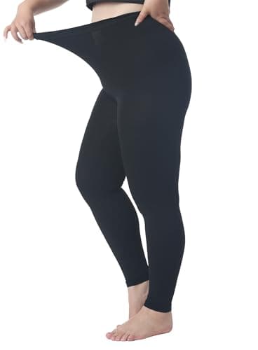 Plus Size 4XL Compression Pantyhose for Women & Men, 15-20 mmHg Graduated Compression Leggings, Opaque Footless Waist High Compression Stockings for Edema, Varicose Veins, Post Surgery,Black — view 3