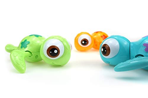 DUCKBOXX XX Wind-up Swimming Sea Turtles Bath Toy, No Battery Mold-Free Anti-Rust Interactive Montessori Toy for Kids 18M+ (3pcs) (Blue Green Orange) — view 5