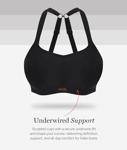Panache Women's High Impact Underwire Sports Bra Max Support, Moisture Wicking, Heavy Duty Sports Bra for Women|Black 32DD — view 7