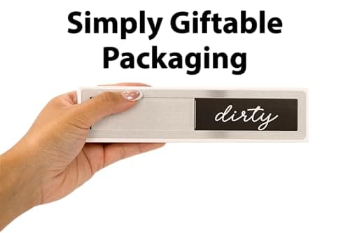 Stainless Steel Dishwasher Magnet Clean Dirty Sign - Clean/Dirty Magnetic Signs That Says Clean & Dirty for Home or Kitchen - Optional Adhesive for Non-Metal Surfaces - Black and White — view 3