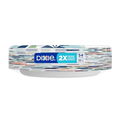 Dixie Large Paper Plates, 10 Inch, 54 Count, 2X Stronger*, Microwave-Safe, Soak-Proof, Cut Resistant, Disposable Plates For Everyday Breakfast, Lunch, & Dinner Meals — view 8