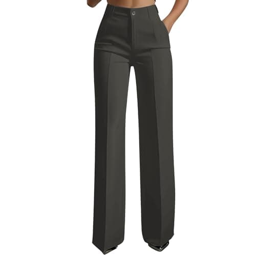 Women Wide Leg Pants Work Business Lightweight Trousers High Waist Work Casual Pull On Slacks with Pockets 2026