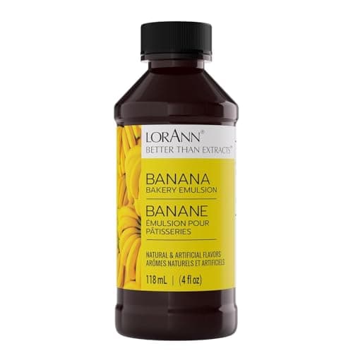 LorAnn Banana Bakery Emulsion, 4 oz - Intense Banana Flavor Extract for Baking, Cookies, Bread, Frosting, Ice Cream, Pies, Smoothies and Beverage - Vegan, Gluten, Sugar, and Nut Free