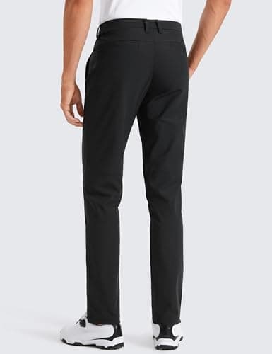 CRZ YOGA Men's All Day Comfy Golf Pants - 32" Quick Dry Lightweight Work Casual Trousers with Pockets Black 34W x 32L