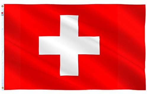 Switzerland Flag 3x5 Ft Outdoor Large, Moderate-Outdoor Both Sides Heavy Duty100D Polyester,Canvas Header and Double Stitched - Brass Grommets for Easy Display,Swiss Flags