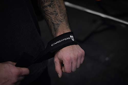 Gymreapers Lifting Wrist Straps for Weightlifting, Bodybuilding, Powerlifting, Strength Training, & Deadlifts - Padded Neoprene with 18" Cotton (Black) — view 5