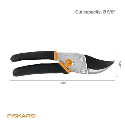Fiskars Bypass Pruning Shears, 5/8" Cut Capacity Gardening Scissors, Self-Cleaning Sap Groove Prevents Sticking, Non-Slip Grip for Cutting Stems & Branches, Sharp Steel Blades w/ Low-Friction Coating — view 6