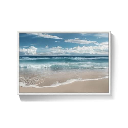 Framed Coastal Beach Wall Art for Room Decor, Blue Ocean Seascape Canvas Artwork for Walls, Nature Nautical Cozy Landscape Picture Print Beach House Wall Decor for Living Room Bedroom Hallway, 24x36 — view 8