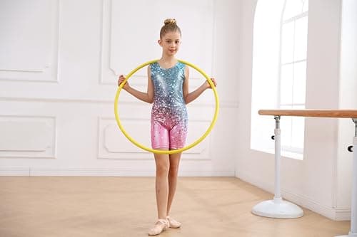 uideazone Leotard for Girls Gymnastics Kids Quick Dry Dance Unitards Athletic Sparkly One Piece Ballet Dance Bodysuit for 6-7 Years — view 3