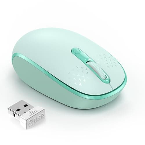 TECKNET Wireless Mouse for Laptop, 2.4G Quiet Computer Mouse with USB Receiver, 4 Buttons Portable Cordless Mice for Chromebook, Laptop, PC, Mac, 800/1200/1600 DPI - Mint Green