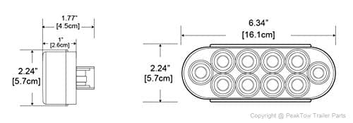 PEAKTOW PTL0431 Oval 6 Inches Red LED Submersible Stop/Turn/Tail/Reverse Trailer Truck RV Lights Including Grommets and Plugs Pack of 2 — view 5