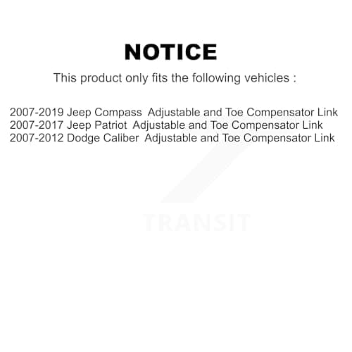 Top Quality Rear Lower Forward Suspension Control Arm 72-K100117 Replacement For Jeep Compass Patriot Dodge Caliber Adjustable Toe Compensator Link