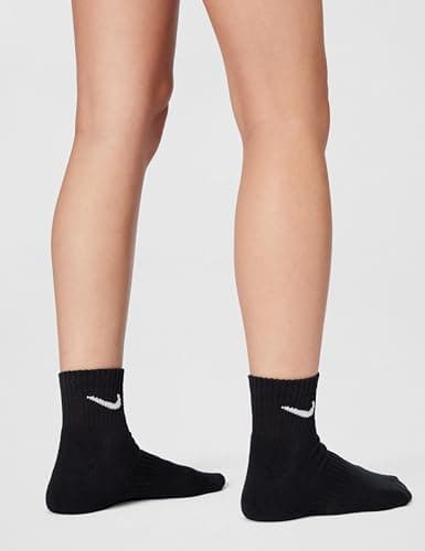 Nike Unisex Everyday Cushioned Training Ankle Socks (3 Pairs), Black/White, Small — view 2