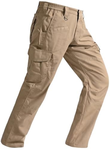SPOSULEI Cargo Work Pants for Men Ripstop Tactical Pants Lightweight Water Resistant EDC Hiking Carpenter Hunting Pants with Multi Pockets Khaki 34Wx30L