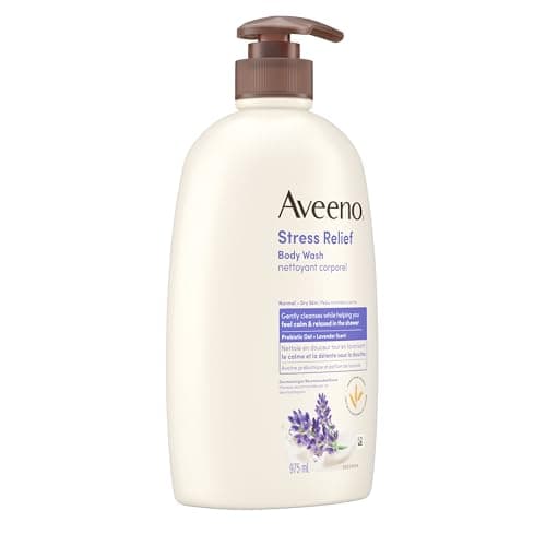 Aveeno Stress Relief Body Wash, Lavender Scent with Nourishing Prebiotic Oat, Sensitive Skin Body Wash for Normal to Dry Skin, Paraben-, Dye-, and Soap-Free, Value Size 975 mL — view 4