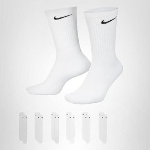Nike Unisex Everyday Cushioned Training Crew Socks (6 Pairs), White/Black, Medium — view 9
