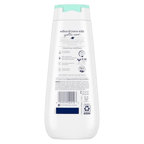 Dove Sensitive Skin Body Wash For 24hr Lotion-Soft Skin, Hypoallergenic with No Sulfates No Parabens, 325mL (Pack of 4) — view 2