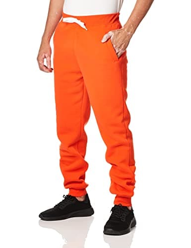 Southpole Men's Basic Active Fleece Jogger Pants-Regular and Big & Tall Sizes, Og, Large Orange — view 2