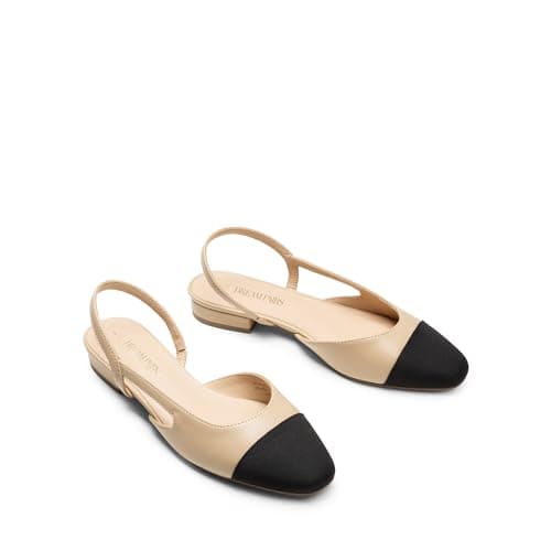 DREAM PAIRS Women's Slingback Ballet Flats,Nude,8 — view 4