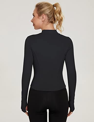 LUYAA Women's Black Workout Jacket Athletic Full Zip Jacket Activewear Cropped Tops S — view 4