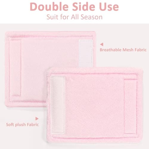 SWESEN Baby Car Seat Strap Covers, 3 Piece Soft Car Seat Strap Shoulder Pads for Baby Girls Boys, Double-Sided Use carseat Straps Covers for Stroller, Car Seats, Pushchair, Pink