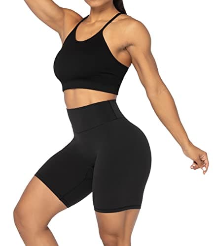 Sunzel High Waist Biker Shorts for Women No Front Seam Soft Yoga Workout Gym Bike Shorts Tummy Control Squat Proof Black — view 5