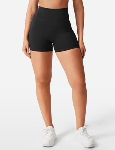 YEOREO Women's Biker Shorts 3.6" /4.5" Workout Gym Shorts Craze High Waist Tummy Control Hidden Scrunch Running Yoga Black M — view 3