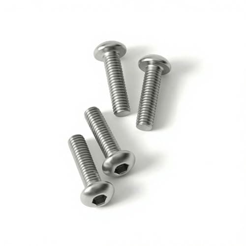 M4 x 20mm (50 Pack) Button Head Socket Cap Screws, 304 Stainless Steel 18-8, Bright Finish, Fully Machine Thread — view 4