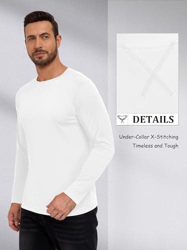 TUREFACE Men's UPF 50+ UV Protection Long Sleeve T-Shirt Quick Dry No Chafe Rash Guard for Hiking Fishing Running White X-Large — view 3