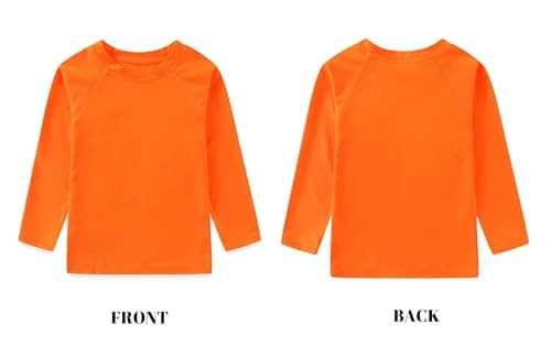 Winzik Boys Rash Guard Long Sleeve Swim Shirt Kids Boys’ Girls’ UPF 50+ Sun Protection Quick Drying Orange Shirts 3-14Y(5-6 Years, Long Sleeve Orange) — view 4
