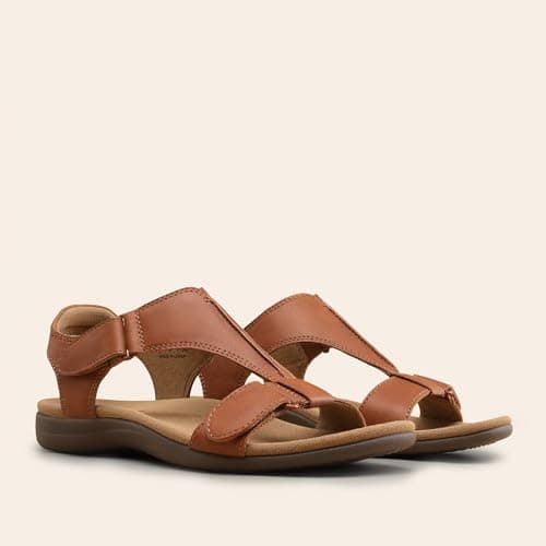 DREAM PAIRS Women Arch Support Walking Flat Sandals,Tan,8.5 — view 5