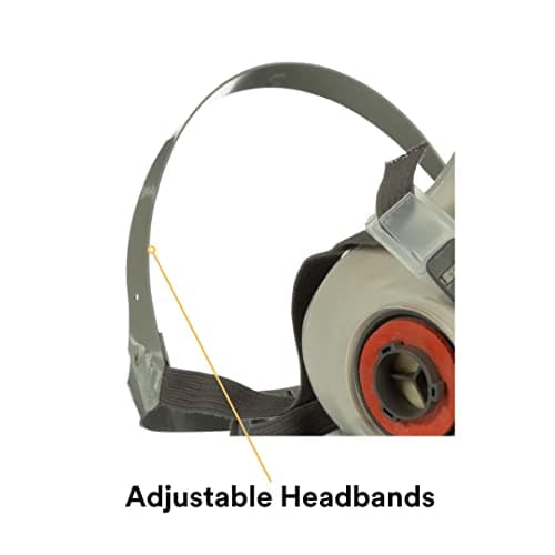 3M Half Facepiece Reusable Respirator 6200, Gases, Vapors, Dust, Paint, Cleaning, Grinding, Sawing, Sanding, Welding, Adjustable Headstraps, Bayonet Connection, Medium — view 3