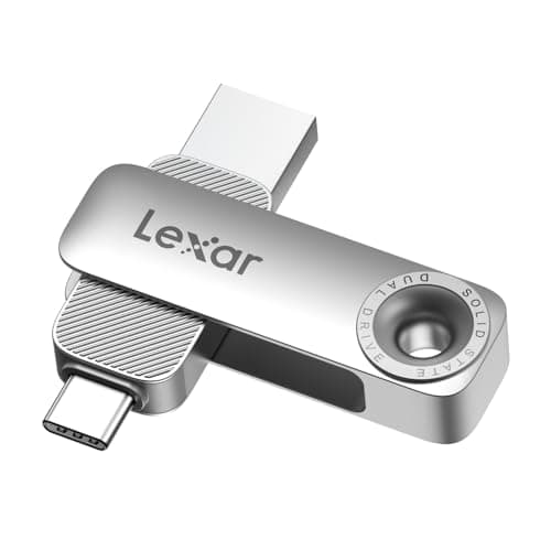 Lexar D50E 256GB Solid State Dual Drive, USB Flash Drive Up to 400MB/s Read, 360MB/s Write High-Performance, USB-C & USB-A Port, Metal Housing Swivel Design, Compatible with iPhone 17, Android, PC