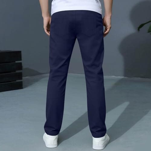 Boys Pants Elastic Waist Trousers Youth Chinos Trousers Pull On Relaxed School Uniform Pants Comfort Twill Pants Navy — view 2